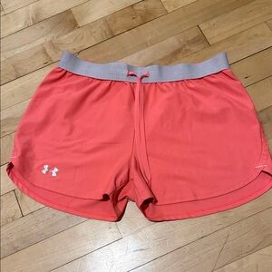Under Armour Coral Athletic Shorts with Light Gray Waistband